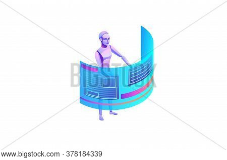 Robotic Process Automation Ltemplate With Robot Working With Data, Arms Moving Files, Extracting Inf
