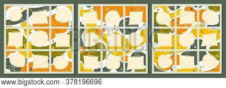 Abstract Vector Hand Drawn Mo Kup Design For Social Media. Trendy Editable Template For Social Netwo