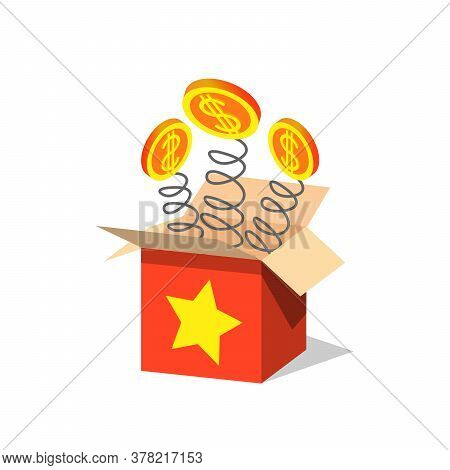 Unboxing Present Gift Surprise Box, Dollar Sign Light Beam Lence Flare Explosion. Bonus Unlock Prize