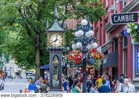 Vancouver, British Columbia / Canada - 07/01/2015. A Steam Clock, One Of Only A Few In The World, Lo