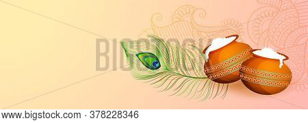 Lovely Happy Janmashtami Festival Banner With Beautiful Colors