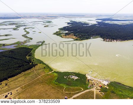 Top View Of The Salt Lakes In The Altai Territory. The Village Of Zavyalovo.
