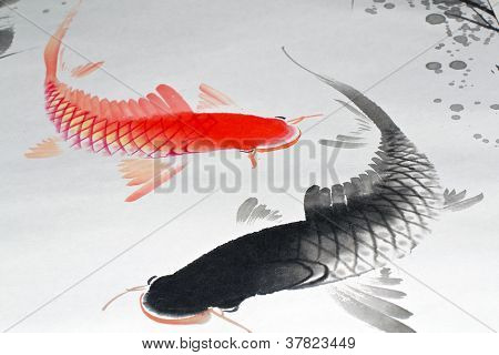 Asiatiske blæk designelementer