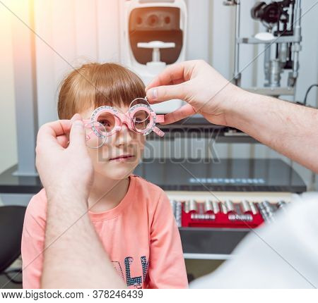 Trial Frame. Glasses Prescription For A Child. Childs Hypermetropy.