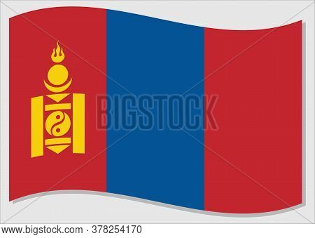 Waving Flag Of Mongolia Vector Graphic. Waving Mongolian Flag Illustration. Mongolia Country Flag Wa