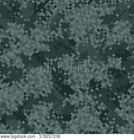 Military Camouflage Seamless Pattern. Urban Digital Pixel Style.