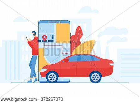 Car Sharing Concept. Mobile Application. Vector Illustration.