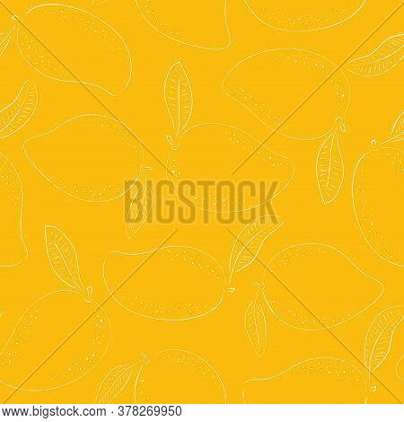 Mango Pattern, Texture Or Background Vector Seamless Design. Tropical And Exotic Fruit Illustration,