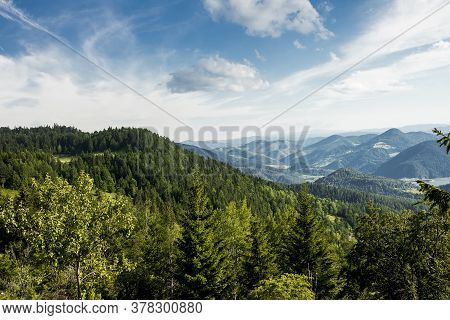 Aerial View Zaovine Lake View From Tara Mountain In Serbia
