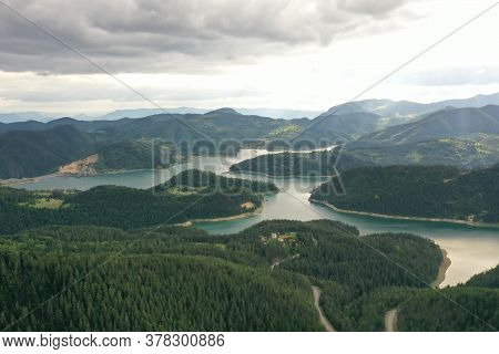 View At Zaovine Lake From Tara Mountain In Serbia
