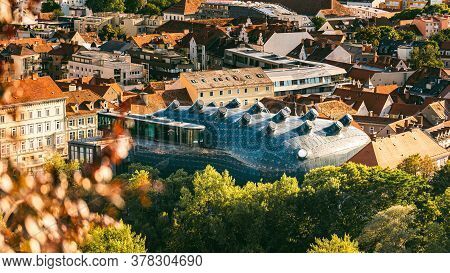 Graz, Austria - 13.07.2020: Graz Art Museum, Kunsthaus Graz. Contemporary Architecture Designed By C