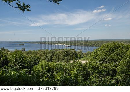 Amidst Nature Flowing River Dnepr In Kanev. Ukraine