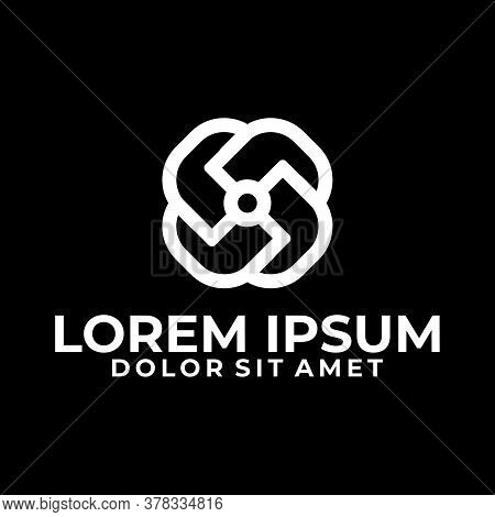 Initial Letter R Or S Logo Template With Sacred Rose Heraldic Line Art Illustration In Flat Design M