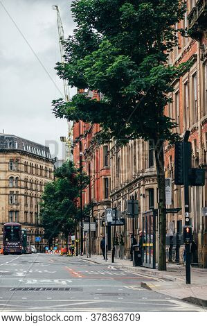 Manchester, England, Uk - 24 July, 2020 City Centre Of Manchester, Almost Empty Streets Due To Recen