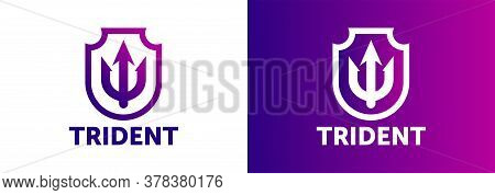 Trident Logo Template Vector Icon Illustration Design. Abstract Color Gradient Logotype. Trident Ico