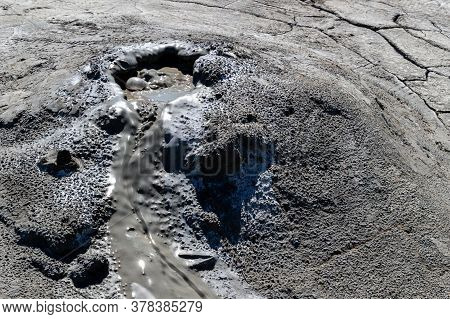 Mud Geyser Or Mud Volcano. Geological Formation. Particular Hydrogeological Conditions Generally All