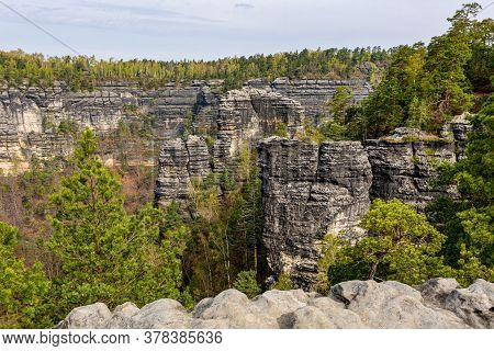 The Elbe Sandstone Mountains Are A Sandstone Massif On The Upper Reaches Of The Elbe River In German