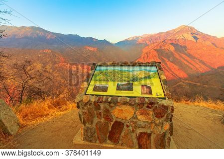 Kings Canyon National Park, California, United States - August 10, 2019: Kings River Canyon Sunset P