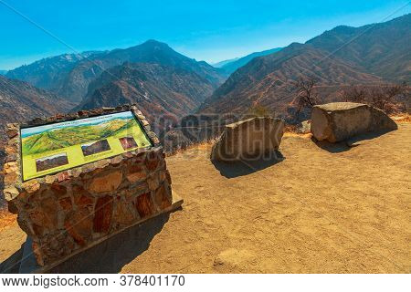 Kings Canyon National Park, California, United States - August 10, 2019: Aerial View Of Kings River 