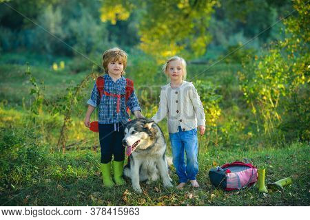 Boy And Girl Brother And Sister Traveling Away From Home