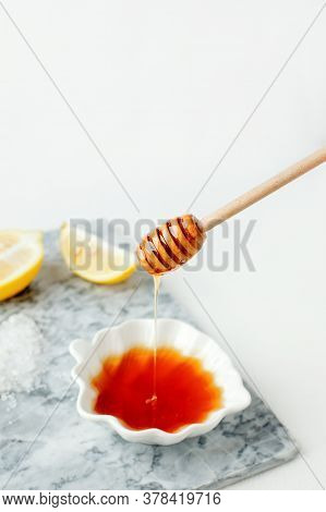Perfect Homemade Natural Face Mask Ingredients For Bright And Healthy Skin. Top View Of Lemon And Ho