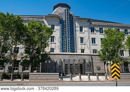 Ottawa, Ontario, Canada - 7/7/2020: The Embassy Of The United States Of America At 490 Sussex Drive 