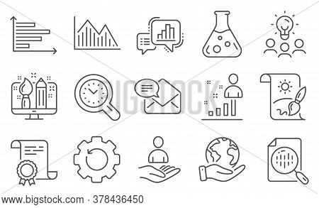 Set Of Education Icons, Such As New Mail, Graph Chart. Diploma, Ideas, Save Planet. Stats, Recruitme