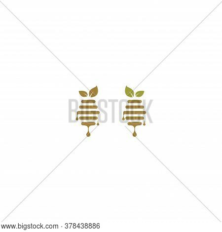 Honey Logo, Leaves, Leaf Honey Logo Icon Design Concept Illustration