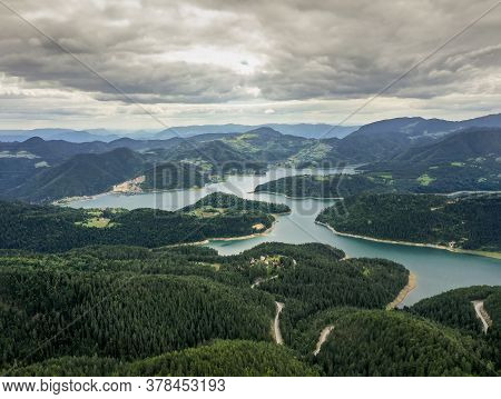 View At Zaovine Lake From Tara Mountain In Serbia
