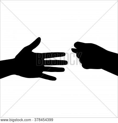 The Hand Shows Gesture The Fico To The Handshake. Concept Of Prevention Of Infection Spreading