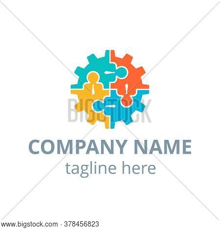 Human Resources (hr) Or Team Work (working Solutions) Logo Template - Circular Emblem With People, P
