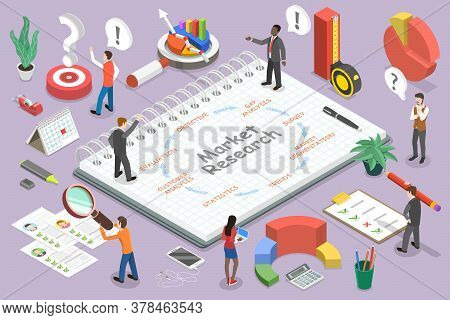 3d Isometric Flat Vector Conceptual Illustration Of Market Research