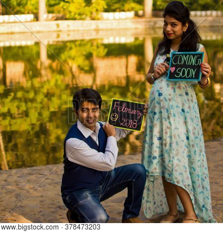 Maternity Shoot Pose For Welcoming New Born Baby In Lodhi Road In Delhi India, Maternity Photo Shoot