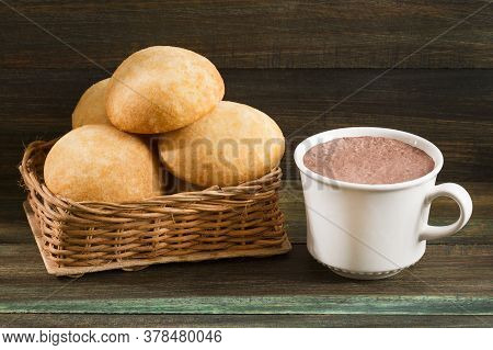 Delicious Colombian Almojabanas For Breakfast - Wooden Background