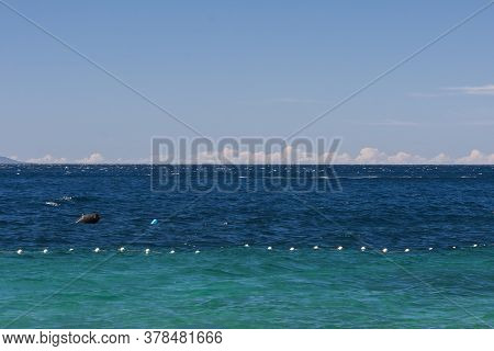 View Of Open Sea With Blue Sky And White Clouds On Hvar