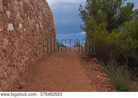 Landscape View From Mountains Above Ivan Dolac On Hvar Island In Croatia.