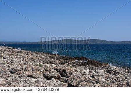 Coastline Overlooking The Sea And Mountains In Ivan Dolac On The Island Of Hvar