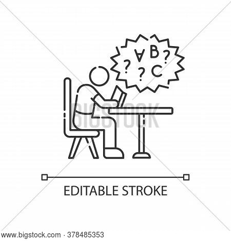 Dyslexia Linear Icon. Difficulty With Reading Book. Chronic Disorder For Intelligence. Thin Line Cus