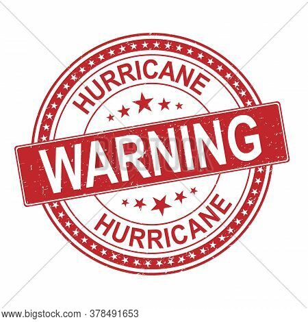 Hurricane Round Red Stamp Text On White Background