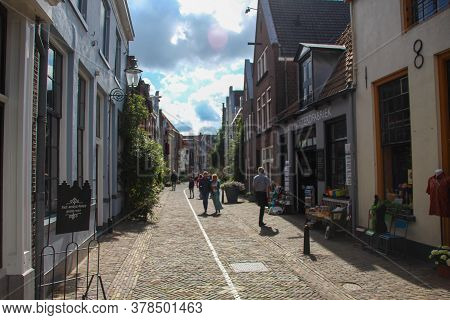Famous Walstraat In The Dutch Historic City Center Of Deventer