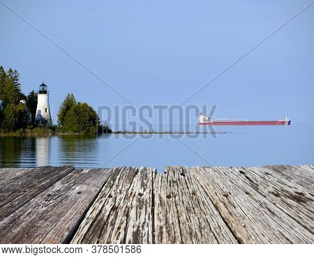 Old Presque Isle Lighthouse, built in 1840, Lake Huron, Michigan, USA