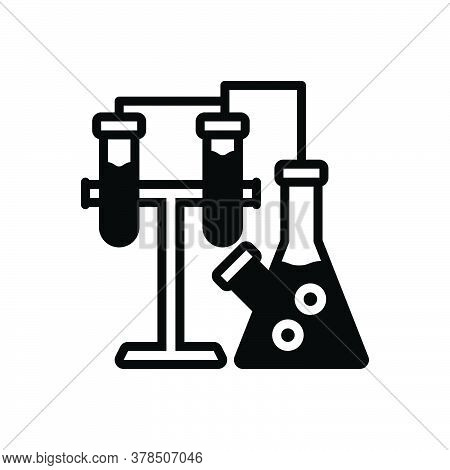 Black Solid Icon For Chemistry Experiment Lab Pharmaceutical Research Test-tube Medical  Patholology