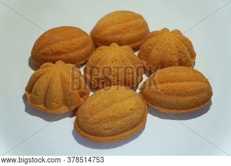 Kuih Bahulu, A Traditional Malaysian Snack On A White Isolated Background