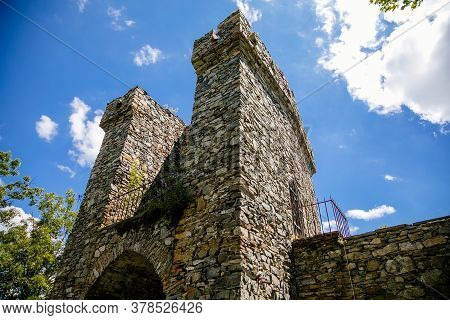 Stone Walls With Battlements, Castle Bitov, South Moravia Region, Czech Republic, July 05, 2020