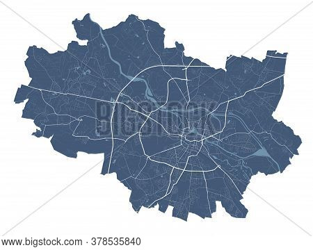 Wroclaw Map. Detailed Vector Map Of Wroclaw City Administrative Area. Dark Poster With Streets On Wh