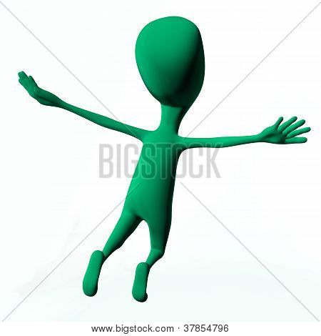 3D หุ่นสีเขียวรูปร่างแปลกที่ Mimicking นก