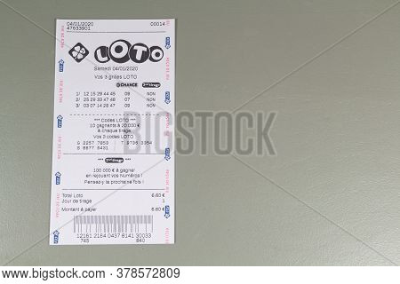 Primelin - France, January 22, 2020 : French Grid Of Loto From The Society La Francaise Des Jeux
