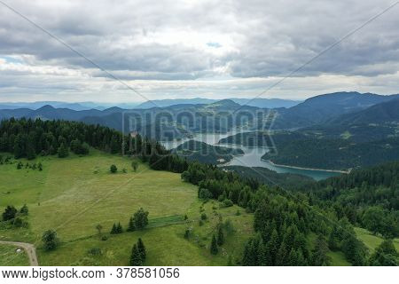 View At Zaovine Lake From Tara Mountain In Serbia