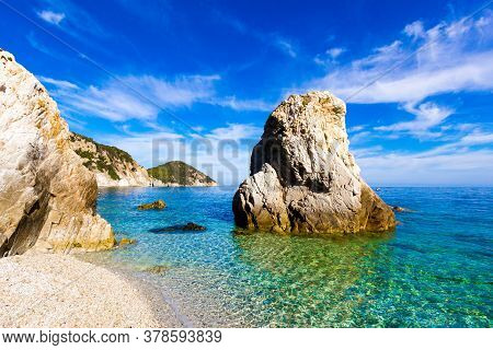 The Beach Of Sansone Is Considered One Of The Most Beautiful Beaches Of Elba Island, Italy