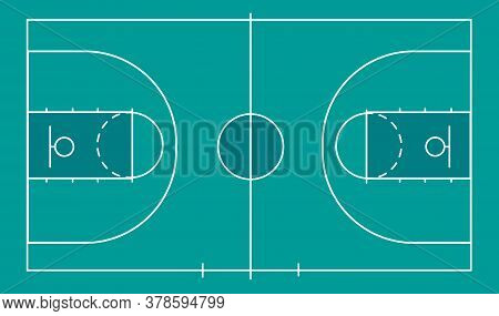 Isolated Basketball Field For Ball Game On A Blue Field. Competitive Sport On The Site. Stadium With
